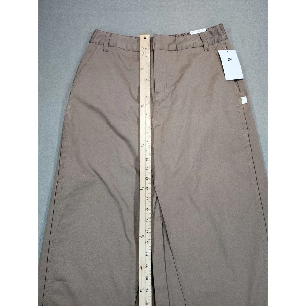 Nike Sportswear Essential Twill Maxi Skirt Brown Size Medium Elastic Waistband